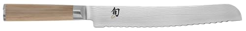 Shun Classic Blonde 9" Bread Knife, Handcrafted Japanese Serrated Knife, VG-MAX Core with Damascus Stainless Steel Cladding, Pakkawood Handle, Slicing Tool for Professional and Home Chefs