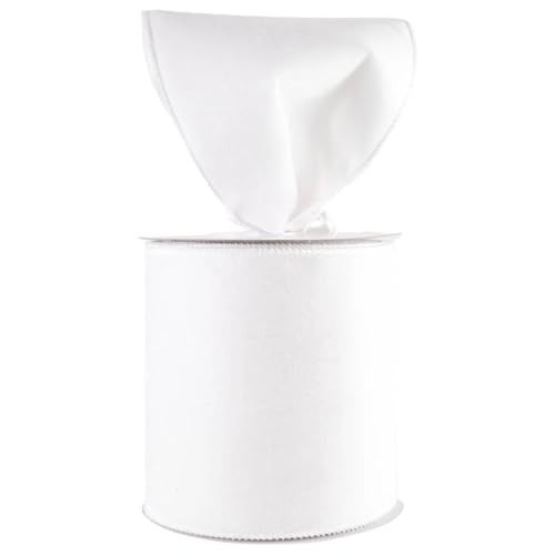 Meseey 4 Inch Wide White Velvet Wired Ribbon...
