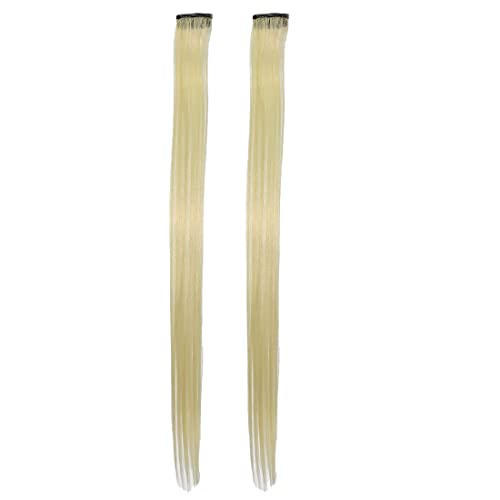 Image of Reusable Coloured Hair Streaks Extensions For Women Hair Coloured Hair Extension For Girls Set of 2 Pcs (Blonde)