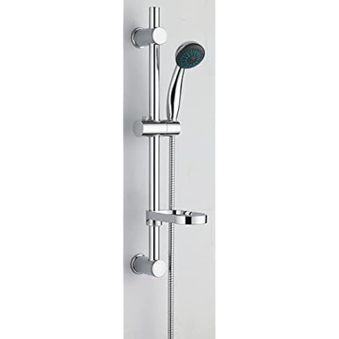 VeeBath Beta Round Shower Kit Includes Bar Riser Rail/Shower Hose and Soap Dish Cover
