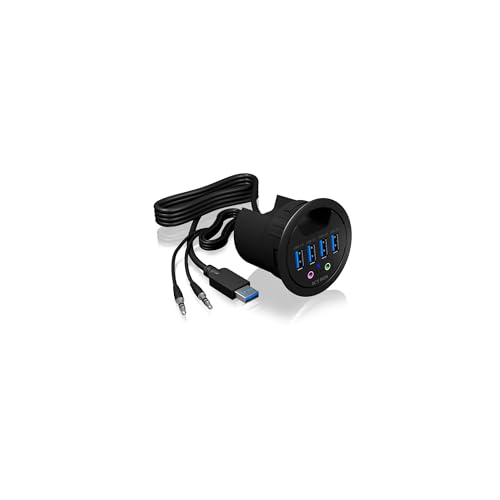 Hub USB de bureau encastrable 4 ports USB 3.0 et audio noir