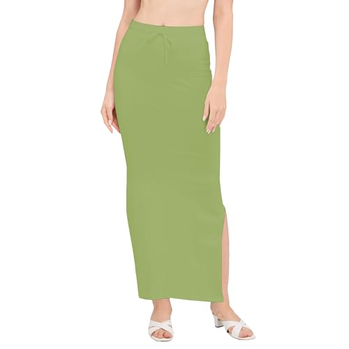 Image of DESI GIRL Cotton Lycra Stretchable Saree Shapewear Petticoat with Drawstring for Women | Fishcut Saree Petticoat with Side Slit for Easy Movement | Saree Shaper | Long inskirt