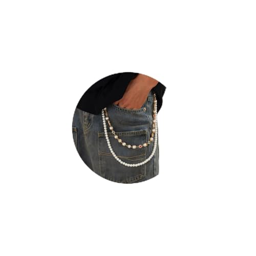 Stylish Layered Pearl & Pants Chain Set - Gold - Plated Colorful Charm...