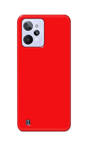 Image of PRINTFIDAA Printed Hard Back Cover Case for Realme C31 Back Cover (Plain Red) -1803