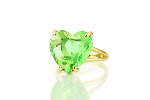 Bague tourmaline verte cœur en or 14 carats cadeau romantique