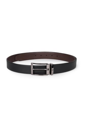 Image of Louis Philippe Men's 100% Italian Leather Matt Gun Metal Buckle Formal Reversible Belt