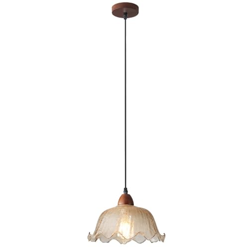 Suspension vintage verre craquelé E27 fini la lumière agressive grâce à ce lustre rétro