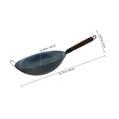 Wok de hierro con mango de madera 32cm fondo redondo miniatura 2