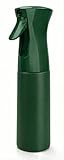Hula Home Continuous Spray Bottle for Hair (10.1oz/300ml) Empty Ultra Fine Plastic Water Mist Sprayer – For Hairstyling, Cleaning, Salons, Plants, Essential Oil Scents & More - Green