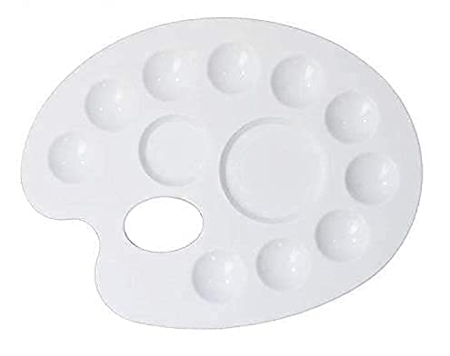 Eclet Large Elliptical Shape Colour Pallete, Paint Mixing Palette, Painting Plate, Watercolor Pallet, Tray for Acrylic Paints, Palate for Colouring with 12 Compartments for Artists, Students, Kids
