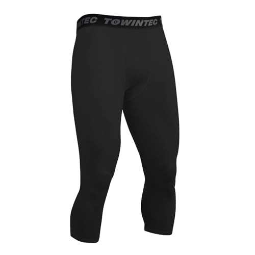 Towintec 3/4 Collant Compression Homme Legging Basketball Pantalon de Compression Séchage Rapide Baselayer Long Tight léger Respirant Pantalon Course...