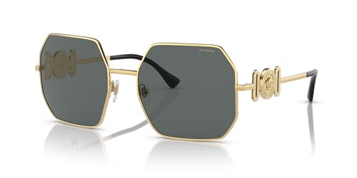 Versace VE 2248 100281 Gold Metal Geometric Sunglasses Grey Polarized Lens