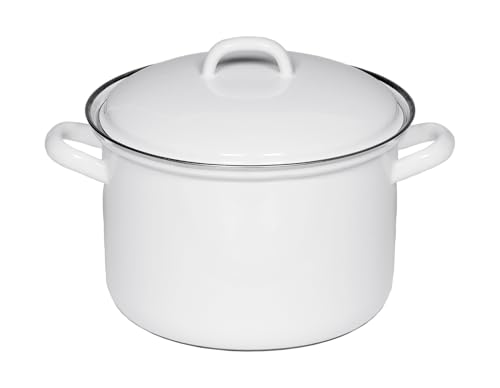 Riess, 0121-033, Topf mit Deckel Ø 14cm, WEISS, Emaille, Vol. (rec.): 1,0 Liter, Made in Österreich, LBH: 20,4x15,8x14,4cm, 0,869kg… – Ansicht 1