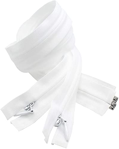 Invisible Light Weight White Separating YKK Zippers for Clothes, Crafts & Sewing Projects - Color: White - Choose Your Length - Made in The United States (2 Zippers Per Pack) (27" Inches)