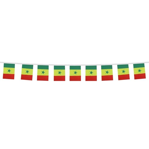 Image of AZ FLAG Senegal 6 meters BUNTING Flag 20 flags 9'' x 6'' - Senegalese STRING flags 15 x 21 cm