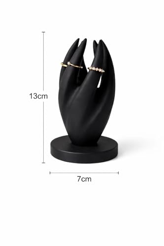 Image of Premium Black Hand Ring Holder Stand | 3D Printed Jewelry Display for Rings | Durable Lightweight Plastic Organizer | Space Saving Ring Stand for Home, Shop, Exhibition & Dressing Table(Black Color)