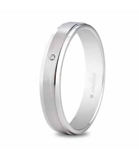 Alliance Mariage ARGYOR Or Blanc 18 carats bague diamant 4 mm Leda taille 49