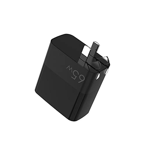 BoxWave Charger Compatible with Yamaha YH-L700A - PowerDisplay PD Wall Charger (65W), GaN 65W Powerful Folding Plug LCD Display - Jet Black