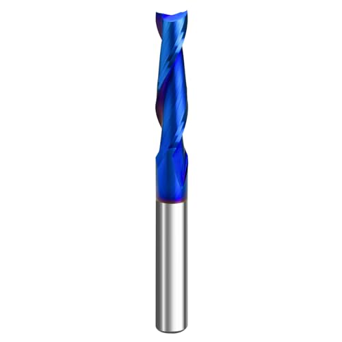 Image of CNC Router Bit 1 /4 inch Shank Up Cut End Mill with Nano Blue Coating Solid Carbide Spiral Plunge Router Bits for Wood Cutting,Carving,Engraving&Milling Cut Tools