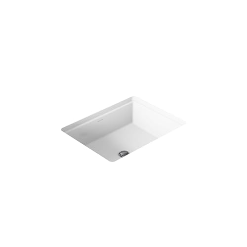 KOHLER K-EC2882-0 Verticyl Rectangle Bathroom Sink, No faucet holes, White
