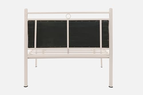 Image of Zuno Metal Extra Single Size Bed Without Storage | Wrought Iron Single Bed with Headboard & Footboard| Sturdy Powder Coated Platform Cot for Bedroom (Zuno Ivory)
