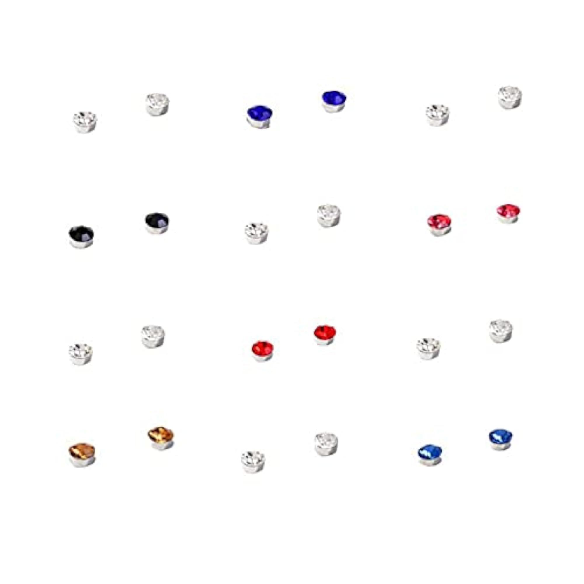 12Pcs Magnetic Crystal Stud Earrings Non-Piercing Clip-On