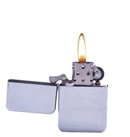 Windproof Lighter Pocket Lighter Petrol Lighter Metal Lighter Men's Gift Outdoor Camping Gift Idea Unfilled (Brushed Silver Chrome) - Image 3