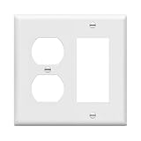 ENERLITES Combination Duplex Receptacle Outlet/Decorator Rocker Light Switch Wall Plate Cover, Standard Size 2-Gang 4.50' x 4.57', Polycarbonate Thermoplastic, UL Listed, 882131-W, White