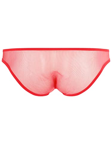 Hularka Men's Sissy Underwear Mesh Sheer Lace Up Cut Out Briefs Low Rise Panties Underpants Red One Size #TOP1