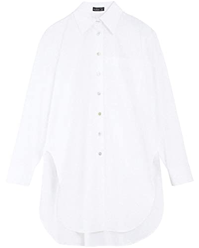 van Laack Popeline-Longbluse M-Elke Weiß 36