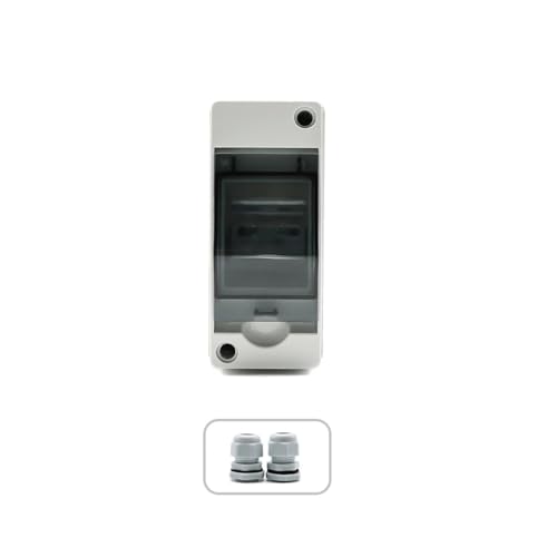 Caja de distribución estanca exterior IP65 HT-2-01 de plástico con disyuntor DPN 10A