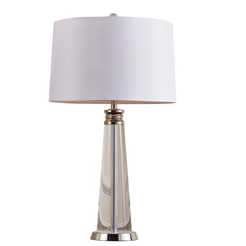 Genérico Lámpara de mesa noche cristal 25 pulgadas, moderna, for lectura, con pantalla tela, ideal for dormitorio o pasillo
