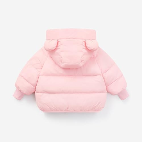 Girls Boys Ears Hooded Puffer Jacket Solid Color Zip Up Thick Padded Coat Cute Lightweight Outwear for Kids Toddler2