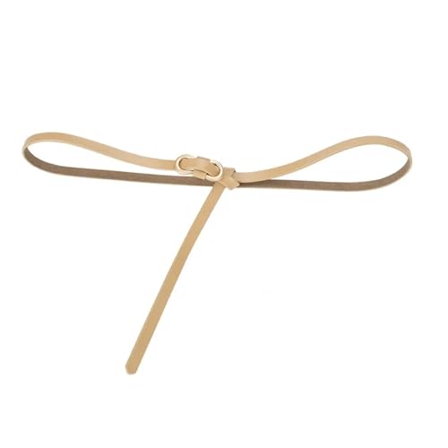 Decorative Belt Women Leather Thin Waistband With No Hole Design Decorative Belt With Waist Seal Two-layer for Country Concert Outfit(10001 Apricot color)