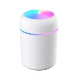 Umidificador de Ar Ultrassônico Portátil 300ml USB LED 7 Cores Difusor Aromas Mini Aromatizador Silencioso para Casa Escritório e Carro (BRANCO)