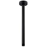 HANEBATH 12 Inch Ceiling Mount Shower Arm and Flange, Matte Black Shower Head Extension Arm, Thick 3