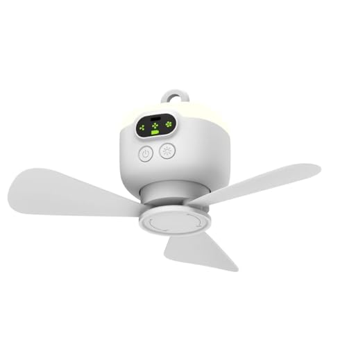 Image of 10.6 Inch Portable Camping Fan with Light, 8000mAh Rechargeable Tent Fan | Battery Operated Ceiling Fan with Remote Control and Hanging Hook,Detachable Fan Blade,for Tent Canopy RV Porch Bedroom