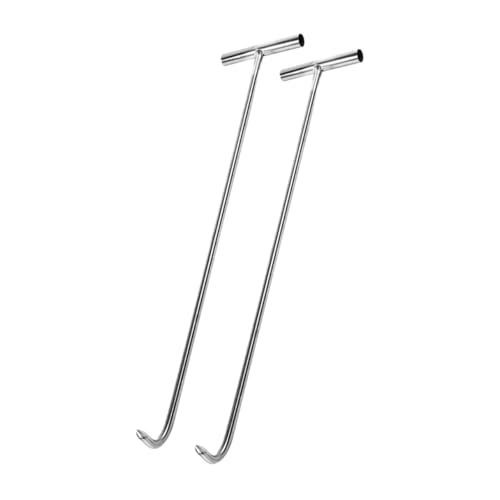 OFFSCH 2pcs Stainless Steel Hook Trampoline Pull Hook Butcher Hooks Manhole Tool Roller Shutter Door Hook Manhole Cover Lifter Manhole Handle Handy Hook Lifting Tool Rebar Stakes Silver