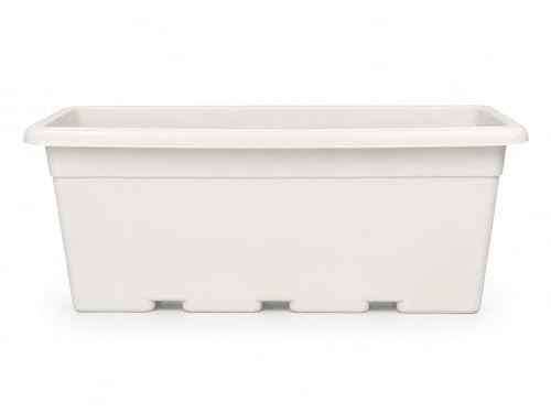 Image of Bonkaso 20 Inch Rectangular Planter, Set of 2 | UV Resistant Plastic Flower Pot for Balcony Railing, Window Sill & Terrace Garden | Rectangular Indoor & Outdoor Plant Pot,White