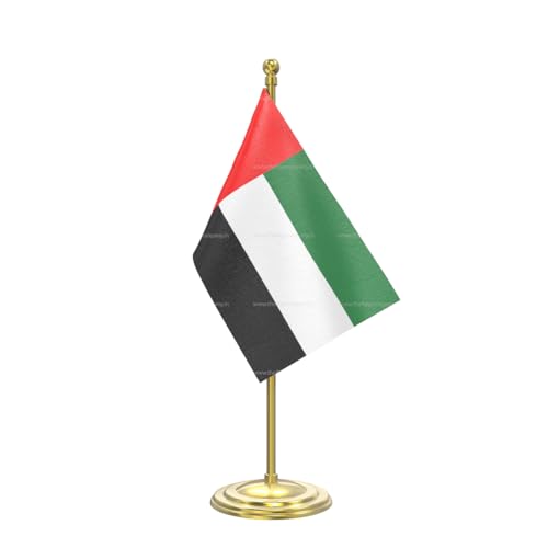 Image of The Flag Company Gold Acrylic Pole with Round Base | Desk Flag for Office, Reception & Home Decor (UAE)