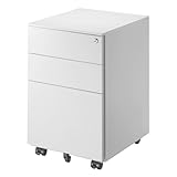 サンワダイレクト デスクワゴン スチール 幅39×奥行45×高さ60cm 完成品 3段 鍵付き 一括ロック キャスター付き キャビネット サイドワゴン ホワイト 100-SNW028W