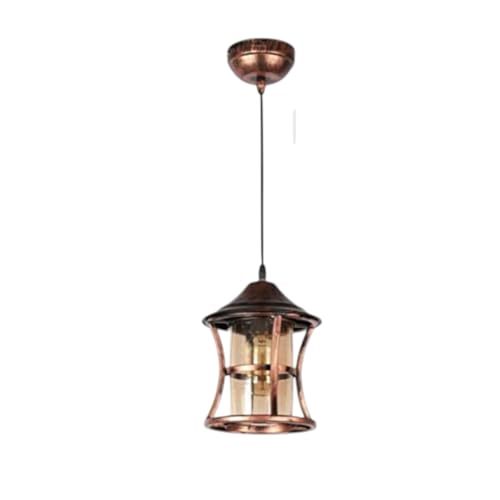 Image of GreyWings Copper Antique Hanging Light & Pendant Lamp - Modern Metal & Glass Ceiling Light for Living Room, Dining, Kitchen, Indoor Decor, E27 Holder, (Bulb not Included) Pack of 1