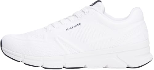Tommy Hilfiger Herren Runner Sneaker Modern Comfort Knit mit Logo, Weiß (White), 43