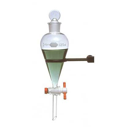 Kimble® KIMAX® Autoclavable Squibb Separatory Funnel with PTFE Stopcock, 500mL, case/4