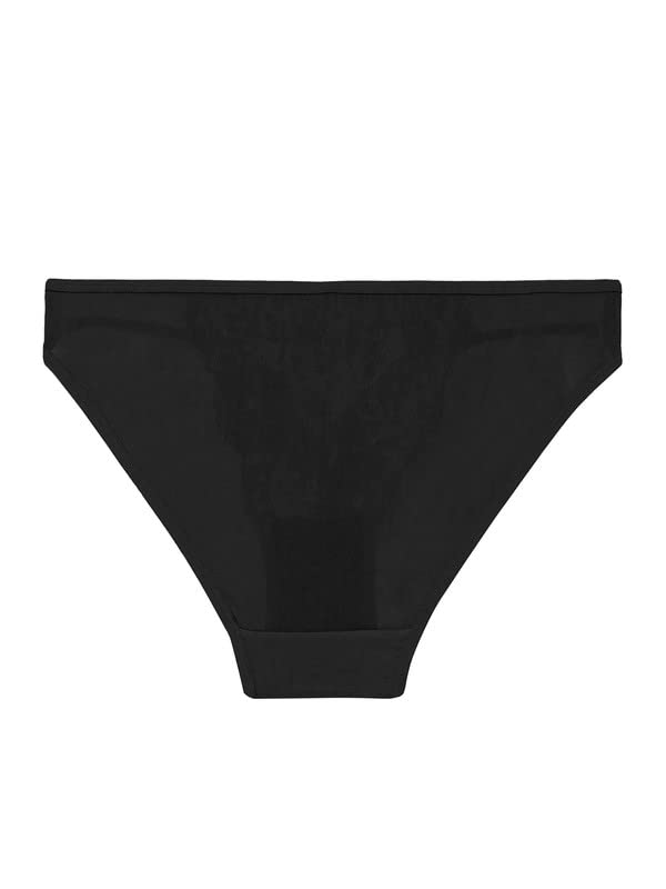 Image of Clovia Women's Lace Low Waist Bikini Panty with Cage Detailing in Black