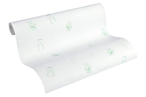 Kids Wallpaper Little Stars Non-Woven Wallpaper 10.05 m x 0.53 m Green Bronze White Made in Germany by Livingwalls 358451 35845-1