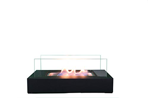BestSeason Tischkamin für Ethanol 35x18x14cm rechteckig aus Metall und Glas SA267 Zimmerkamin Tischfeuer Dekokamin