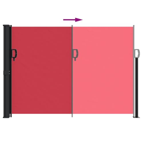 Store latéral extensible rouge 140x600 cm en polyester et acier - 5