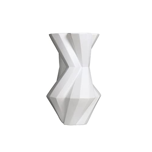 Vase en céramique géométrique blanc, décoration de maison moderne - 2
