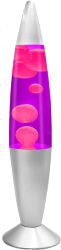 YKingder lava Motion Lamp Classic Liquid Motion Lava Night Light Solid Silver Base Lamp Wax Liquid Soft Relax Glow 13 Pink Wax/Purple Liquid/Silver Base